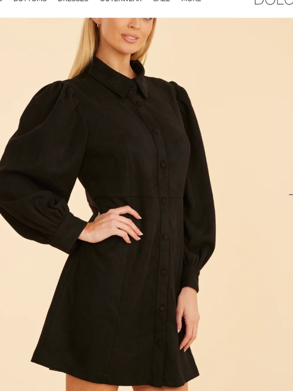 DolceCABO Black faux suede shirt dress, M, CB2732 - Picture 2 of 6